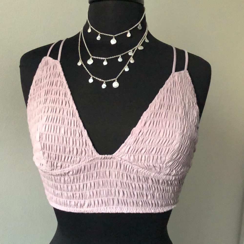 PINK Victoria's Secret Light Mauve Smocked Bralette